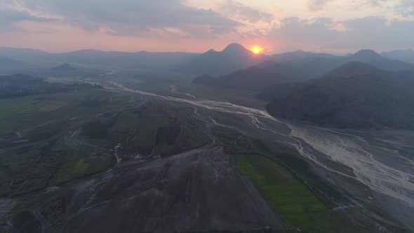 Mountain Landscape at Sunset. Pinatubo, Philippines