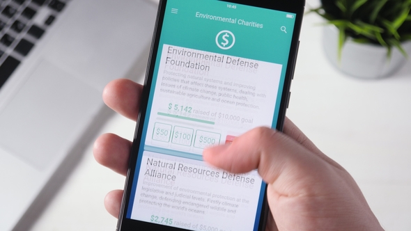 Making Charity Donation To Environmental Organization Using Smartphone App