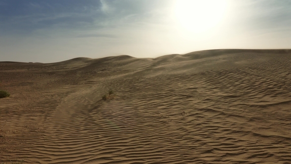Sand Blowing Over Dunes in Wind, Sahara Desert