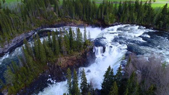 Ristafallet Waterfall in the Western Part of Jamtland