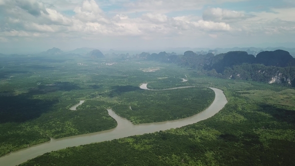 Aerial View of Phang Nga Bay Mangrove, Thailand
