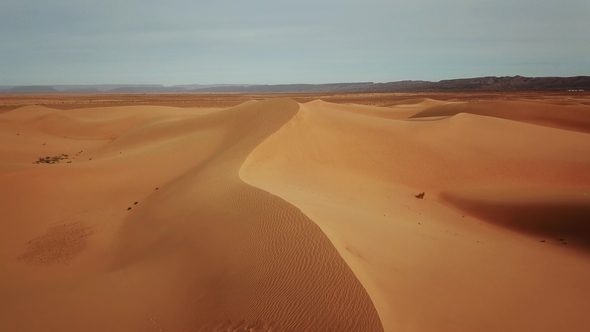 Aerial View on Sand Dunes in Sahara Desert, Africa