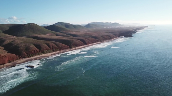 Aerial View of Legzira Beach with Arched Rocks