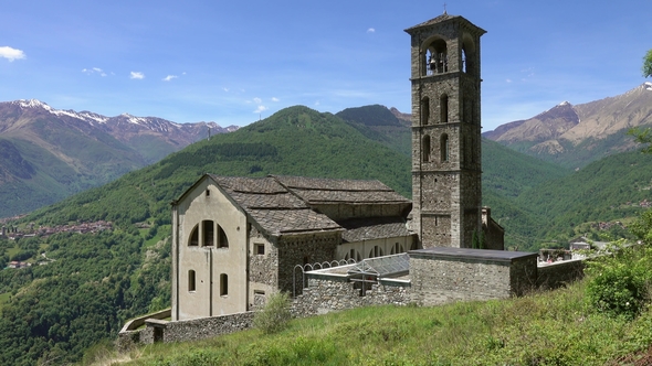 Church Near Como Lake Between Mountains in Italy