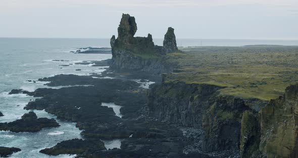 Londrangar Cliffs Located in Snaefellsness Peninsula Iceland