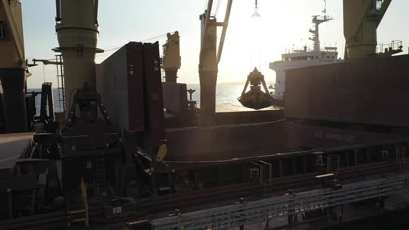 Slowmotion of Underway Ship to Ship Transfer Operation STS in Open Sea