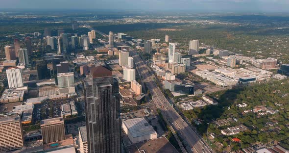 Drone view of the Galleria mall area in Houston, Texas. This video was filmed in 4k for best image q