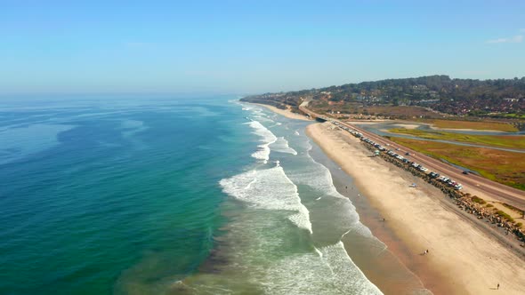 Aerial View of the Coastline Beach in San Diego in California By the Pacific