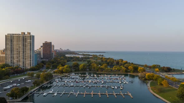 Chicago Lincoln Park Aerial View in Fall