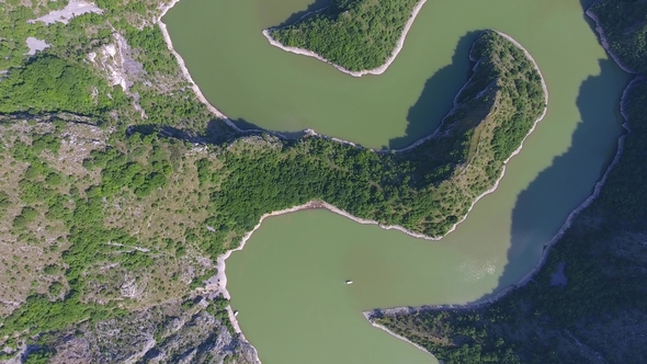 Aerial View of Meanders River Uvac in Serbia