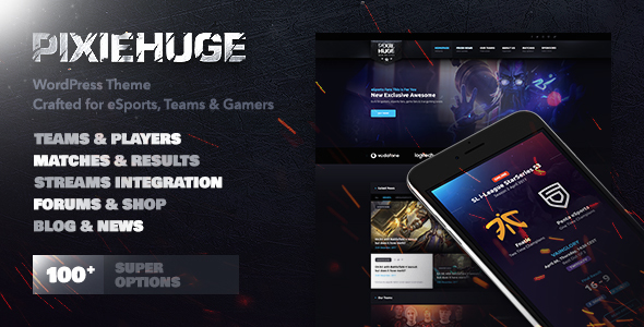 PixieHuge | eSports Gaming Theme dla klanów i organizacji