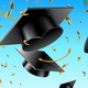 Graduation Cap Thrown up and Golden Foil Confetti - GraphicRiver Item for Sale