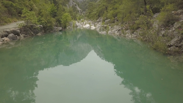 Aerial Footage of the Mountain Lake