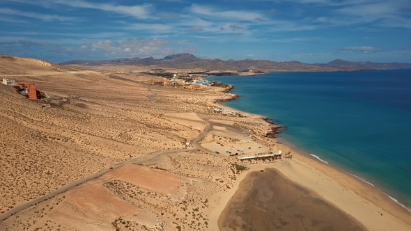 Aerial Panorama of Costa Calma Beach, Fuerteventura, Canary Islands