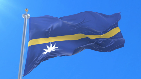 Flag of Nauru Waving at Wind