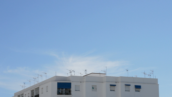 Antennas Receiving Television Signal on the Roof