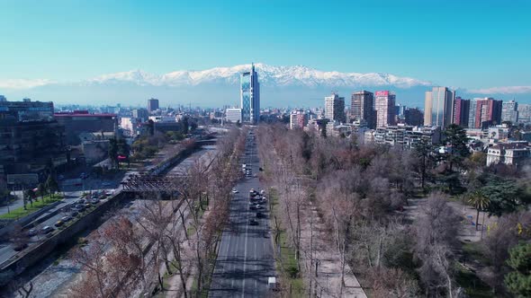 Santiago Chile. Cityscape downtown district of capital city of Chile.