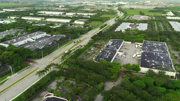 Aerial  Shot Of Miramar Parkway Florida Broward County Warehouse District