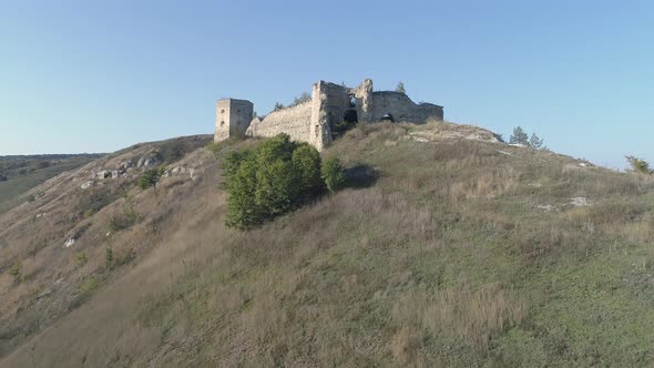 Aerial shot of Skala-Podilsky Castle