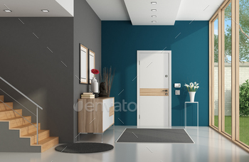 and wooden stair – 3d rendering