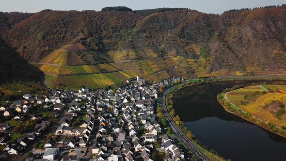 Flight over Bremm Vineyards in Germany