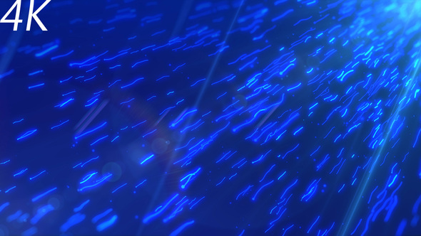 Abstract Blue Flying Particles with Light Rays