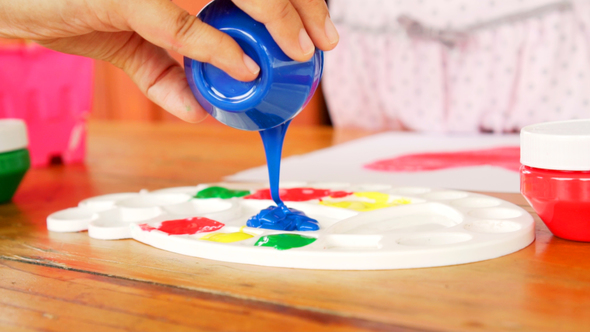 Pouring Watercolour Paint into Palette