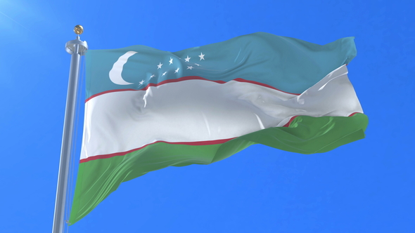 Flag of Uzbekistan Waving