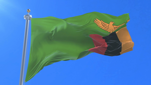 Flag of Zambia Waving