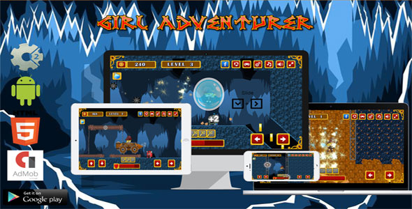 Girl Adventurer - HTML5 Javascript game(Construct2 | Construct 3 both version included)