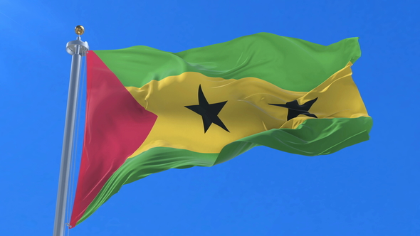 Flag of Sao Tome and Principe Waving