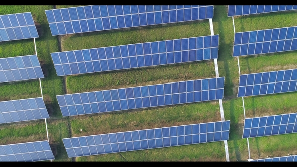 Aerial View of Solar Energy Panels, Solar Panels, Solar Power Plants.