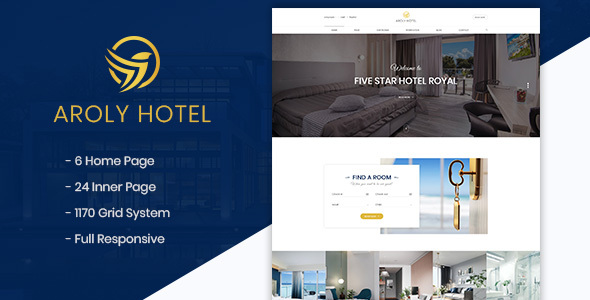 Aroly | Hotel and Accommodation Booking PSD Template