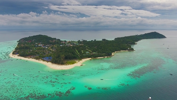 Aerial View on Tropical Koh Lipe Island and Storm