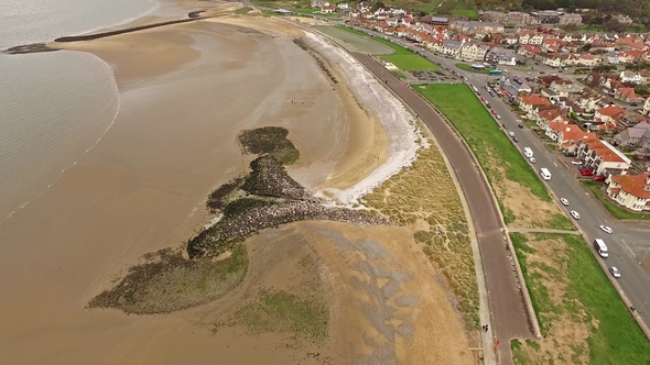 Flying Over the Beach of Llandudno in Wales in United Kingdom