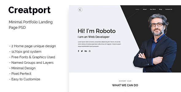 Creatport - Minimal Portfolio Landing Page PSD Templates