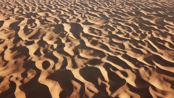 Aerial Top View on Sand Dunes in Sahara Desert