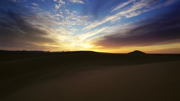 Landscape in Sahara Desert at Sunrise