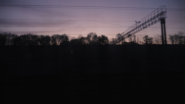 Morning on the Train. Outside the Window of Twilight