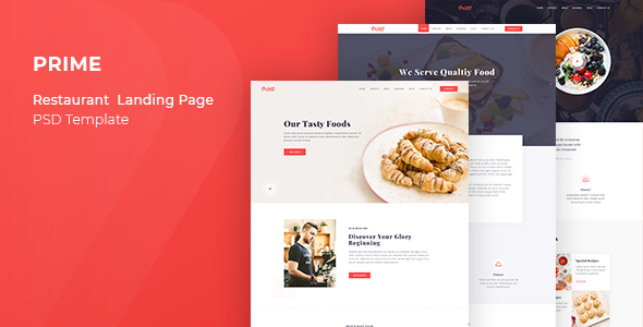 Prime - Restaurant Landing Page PSD Template