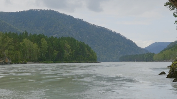 Waves, Spray and Foam, River Katun in Altai Mountains