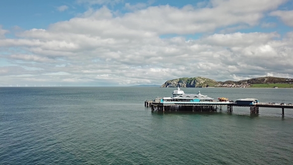 Aerial View of Llandudno with Pier in Wales - United Kingdom