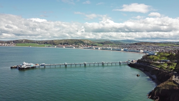 Aerial View of Llandudno with Pier in Wales - United Kingdom