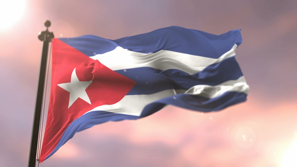 Cuba Flag at Sunset