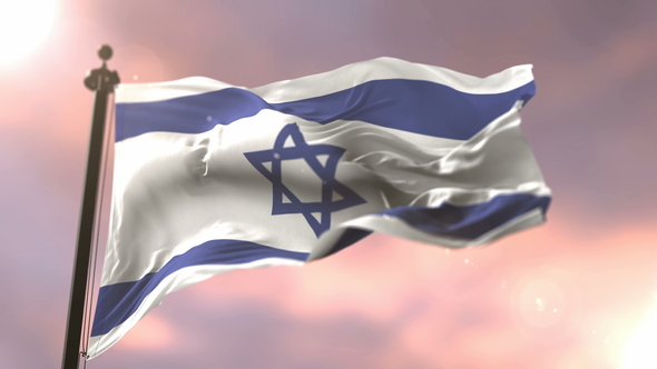 Israel Flag at Sunset