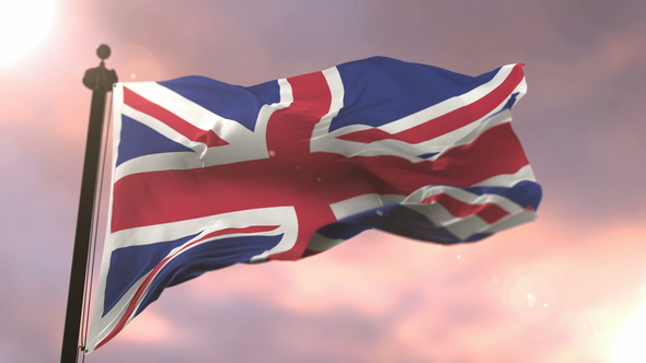 United Kingdom Flag at Sunset