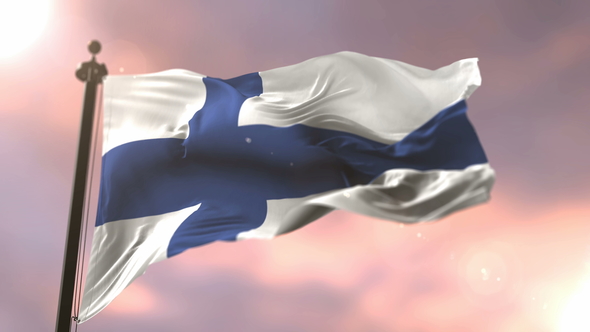 Finland Flag at Sunset