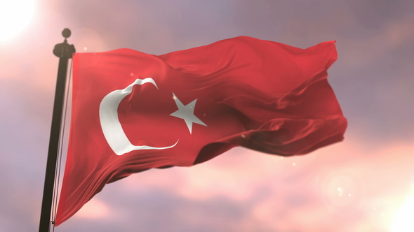 Turkey Flag at Sunset