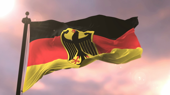German Flag at Sunset alt