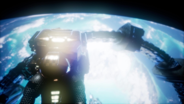 Astronaut and International Space Station alt